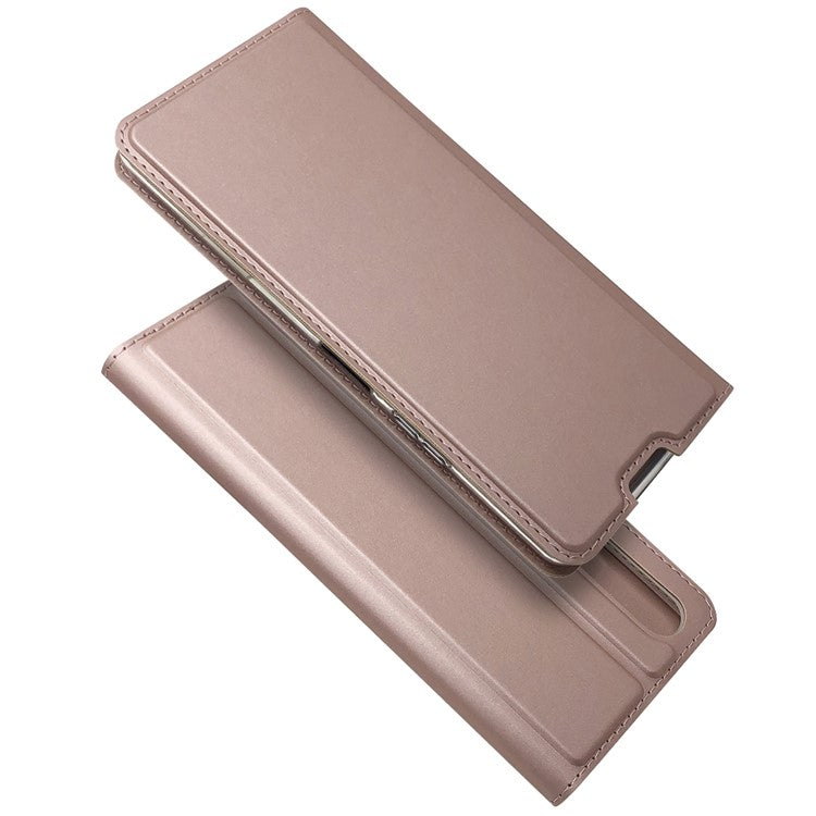 Magnetic Adsorption Stand Leather Card Holder Case for Sony Xperia 10 II - Rose Gold