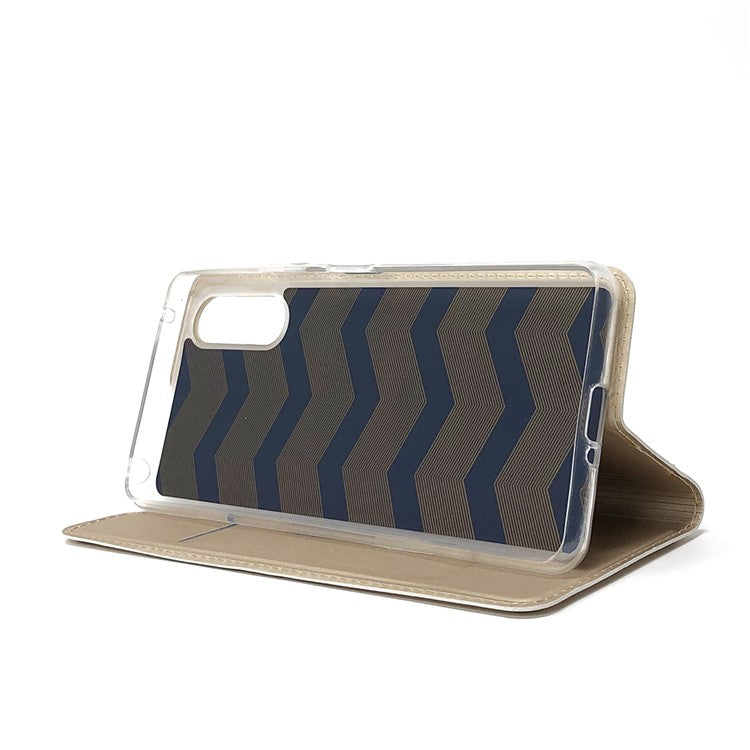 Magnetic Adsorption Stand Leather Card Holder Case for Sony Xperia 10 II - Gold