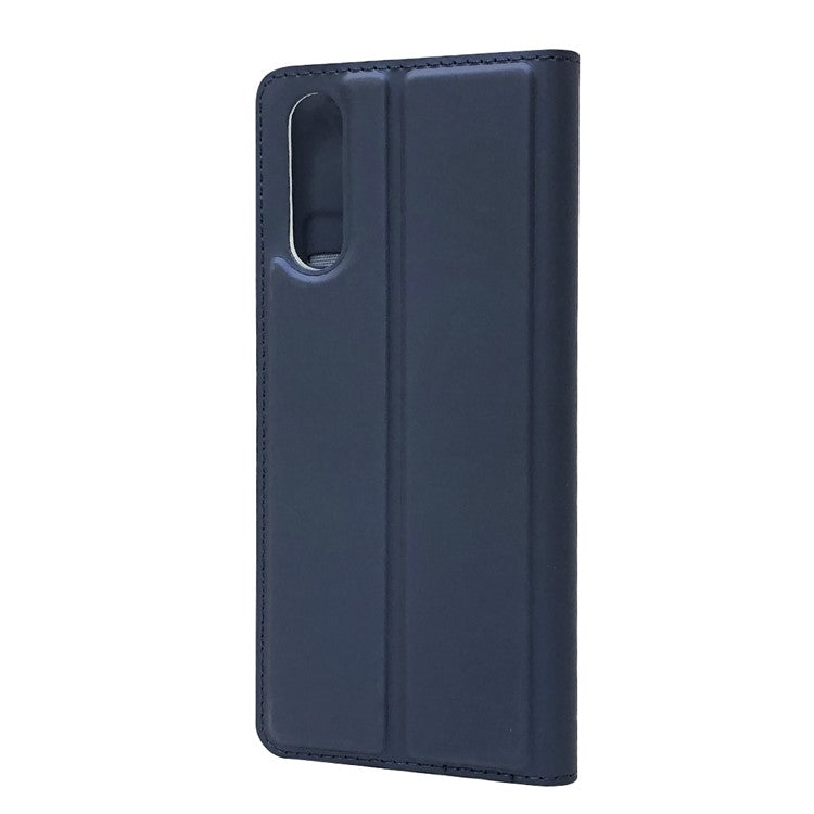 Magnetic Adsorption Stand Leather Card Holder Case for Sony Xperia 10 II - Dark Blue