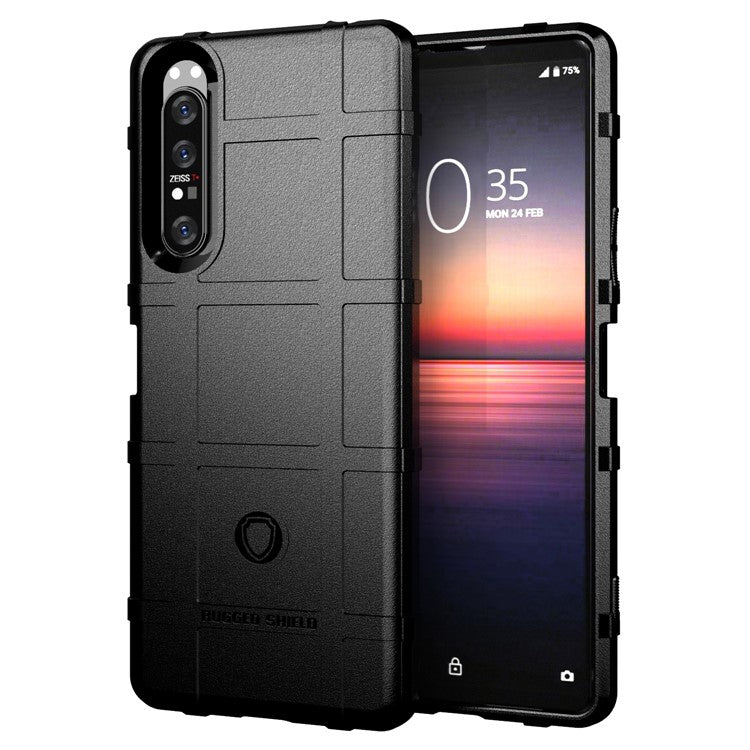 Anti-shock Square Grid Texture Thicken TPU Case for Sony Xperia 1 II - Black