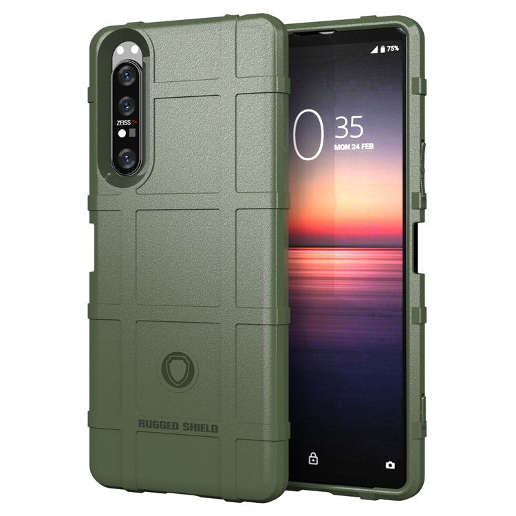 Anti-shock Square Grid Texture Thicken TPU Case for Sony Xperia 1 II - Green
