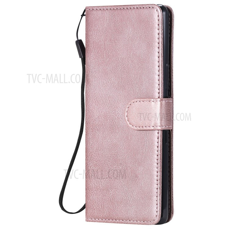 KT Leather Series-2 Solid Color PU Leather Shell Phone Cover with Strap for Sony Xperia L4 - Rose Gold