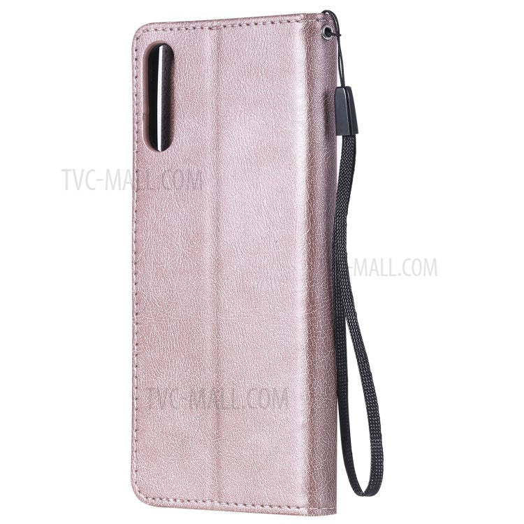 KT Leather Series-2 Solid Color PU Leather Shell Phone Cover with Strap for Sony Xperia L4 - Rose Gold
