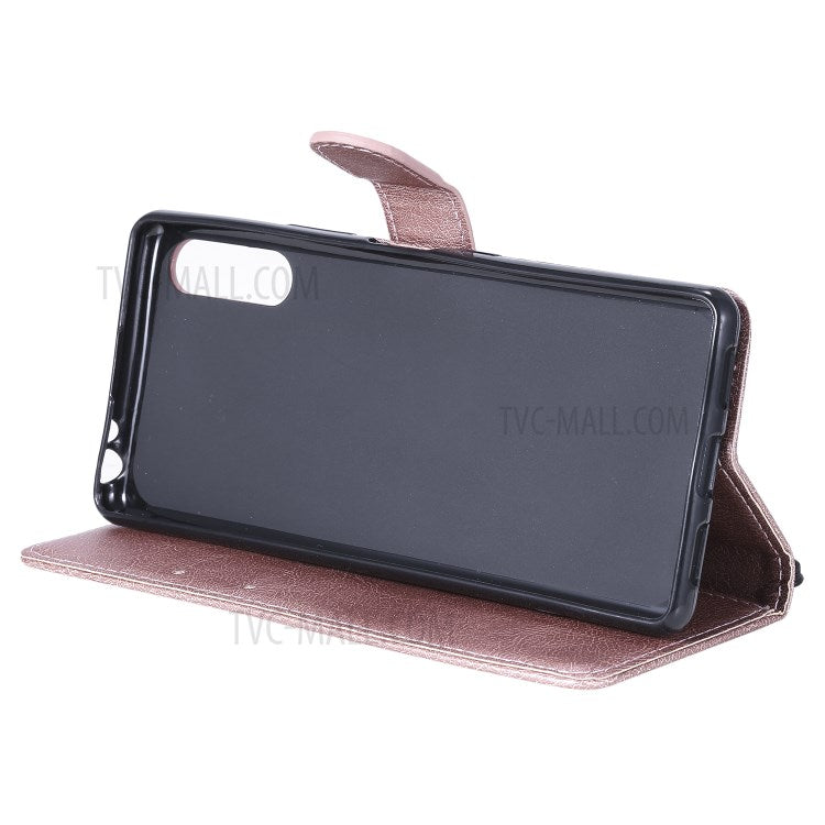KT Leather Series-2 Solid Color PU Leather Shell Phone Cover with Strap for Sony Xperia L4 - Rose Gold