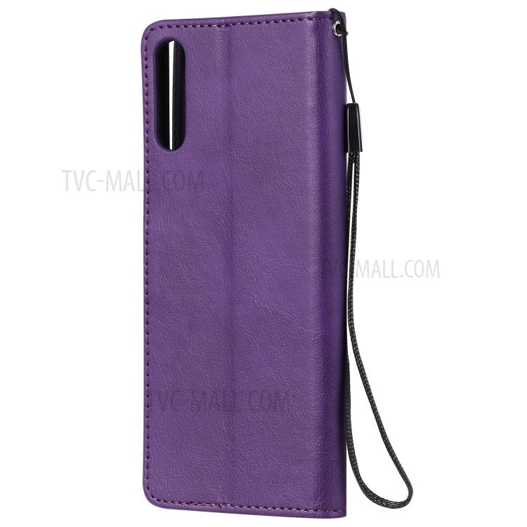 KT Leather Series-2 Solid Color PU Leather Shell Phone Cover with Strap for Sony Xperia L4 - Purple