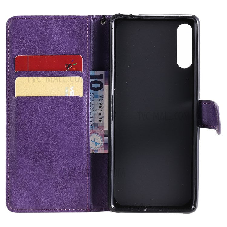 KT Leather Series-2 Solid Color PU Leather Shell Phone Cover with Strap for Sony Xperia L4 - Purple