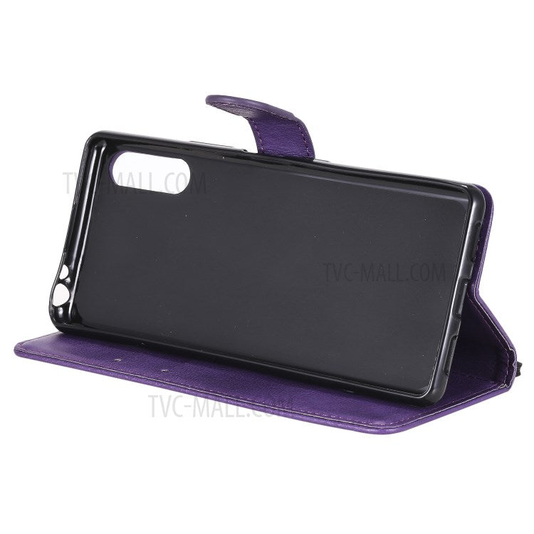 KT Leather Series-2 Solid Color PU Leather Shell Phone Cover with Strap for Sony Xperia L4 - Purple