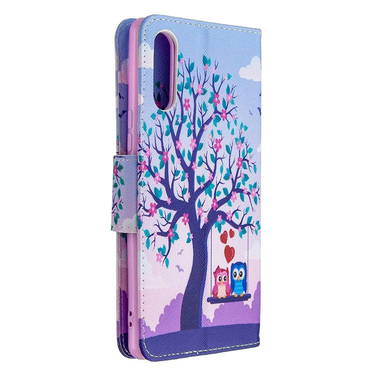 Pattern Printing Case Wallet Stand Leather Cover for Sony Xperia L4 - Owl and Tree