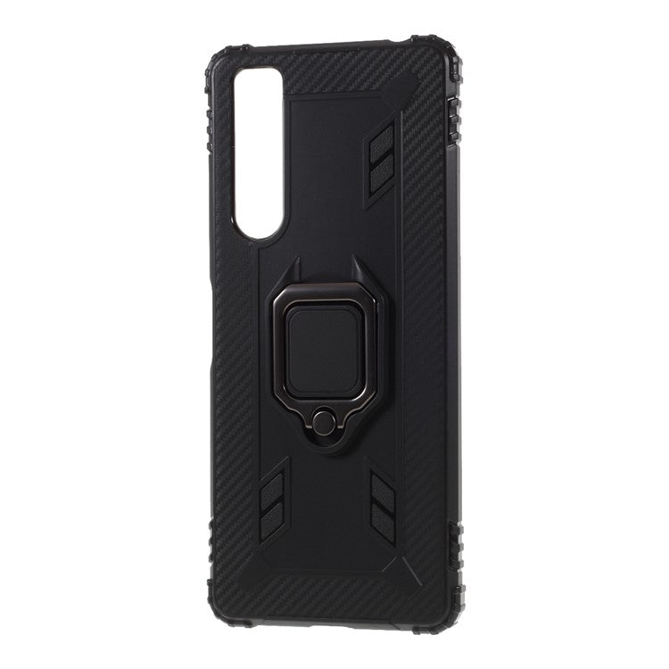 Finger Ring Kickstand TPU Mobile Phone Shell Case for Sony Xperia 1 II - Black