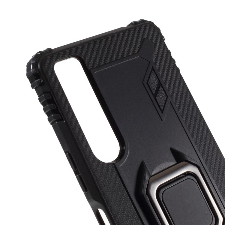 Finger Ring Kickstand TPU Mobile Phone Shell Case for Sony Xperia 1 II - Black