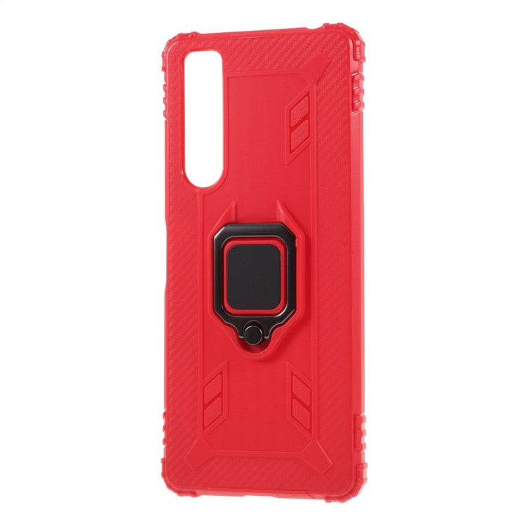 Finger Ring Kickstand TPU Mobile Phone Shell Case for Sony Xperia 1 II - Red