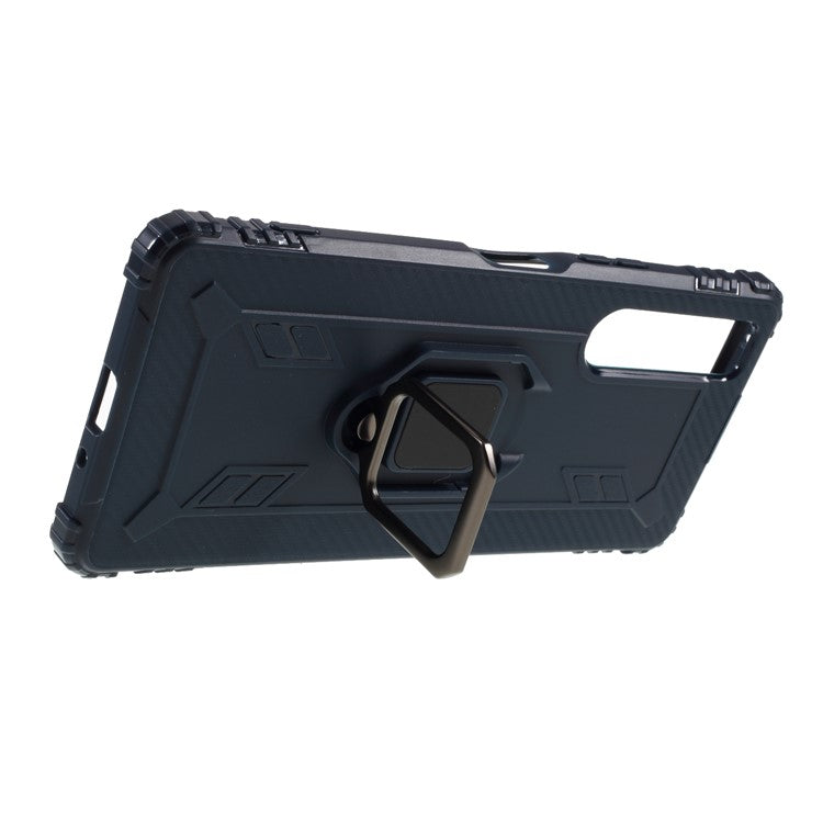 Finger Ring Kickstand TPU Mobile Phone Shell Case for Sony Xperia 1 II - Blue
