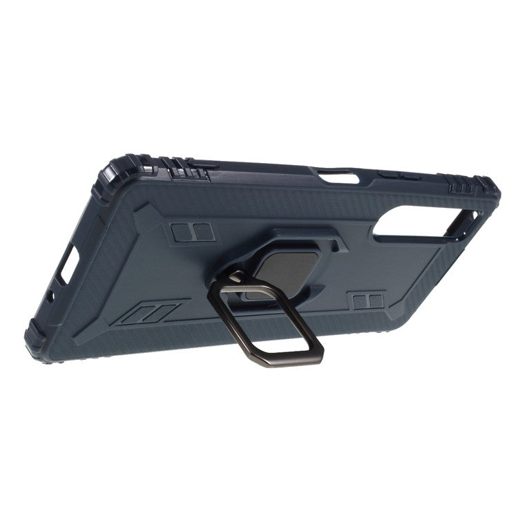 Finger Ring Kickstand TPU Mobile Phone Shell Case for Sony Xperia 1 II - Blue