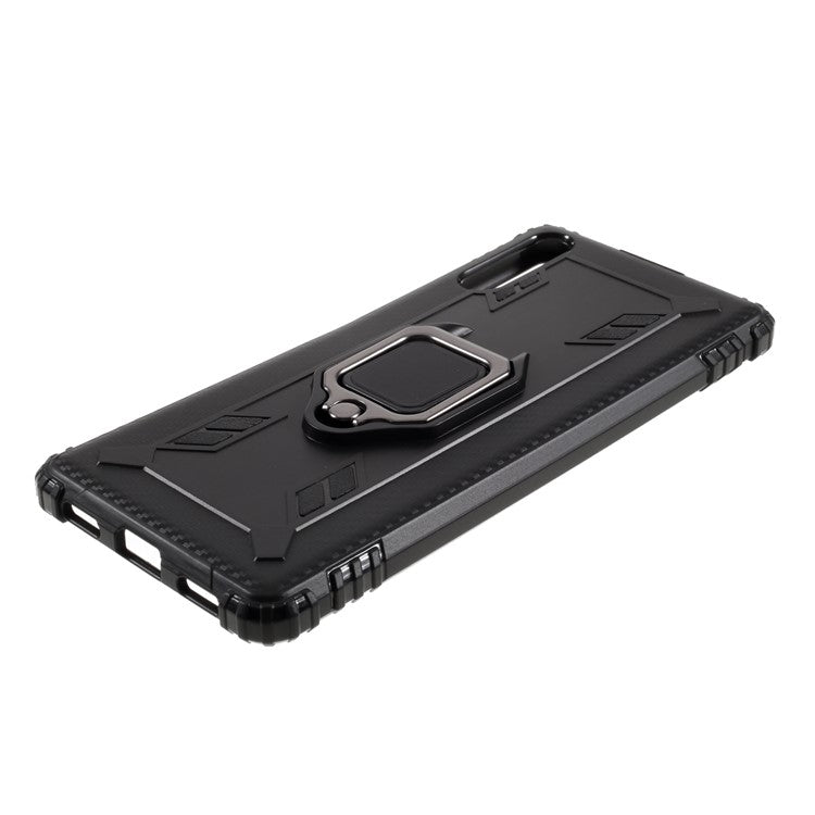 Finger Ring TPU Phone Cover Case with Magnetic Sheet for Sony Xperia L4 - Black