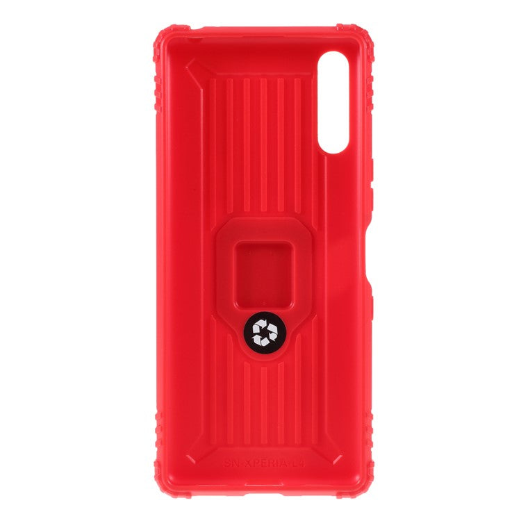 Finger Ring TPU Phone Cover Case with Magnetic Sheet for Sony Xperia L4 - Red