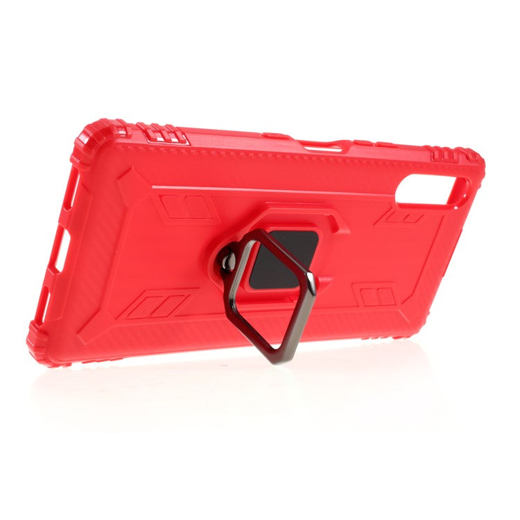 Finger Ring TPU Phone Cover Case with Magnetic Sheet for Sony Xperia L4 - Red