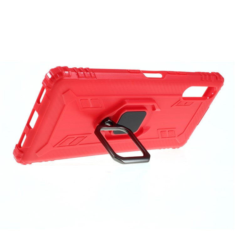 Finger Ring TPU Phone Cover Case with Magnetic Sheet for Sony Xperia L4 - Red