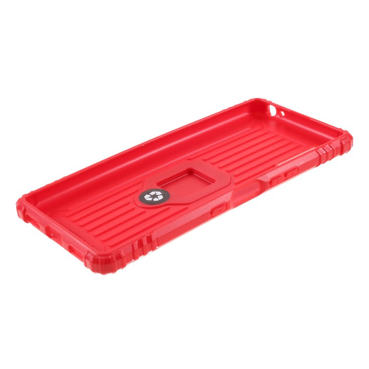 Finger Ring TPU Phone Cover Case with Magnetic Sheet for Sony Xperia L4 - Red