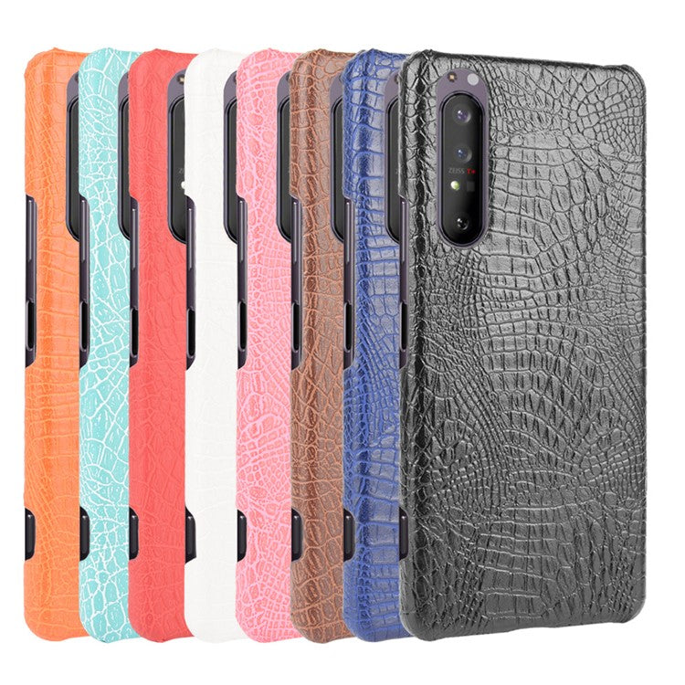 Crocodile Texture PU Leather Coated PC Phone Cover for Sony Xperia 1 II - Black