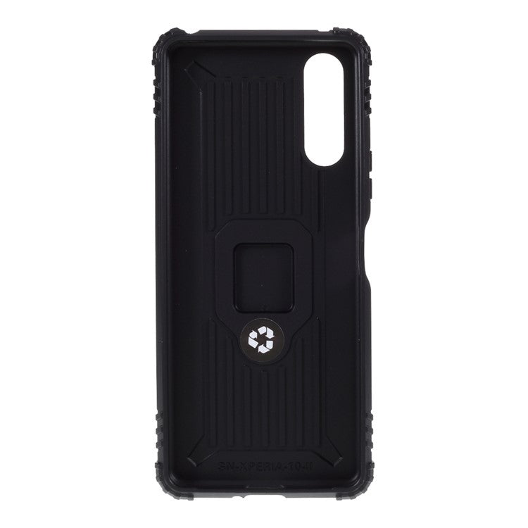 Finger Ring Kickstand Shell Shockproof TPU Cover for Sony Xperia 10 II - Black