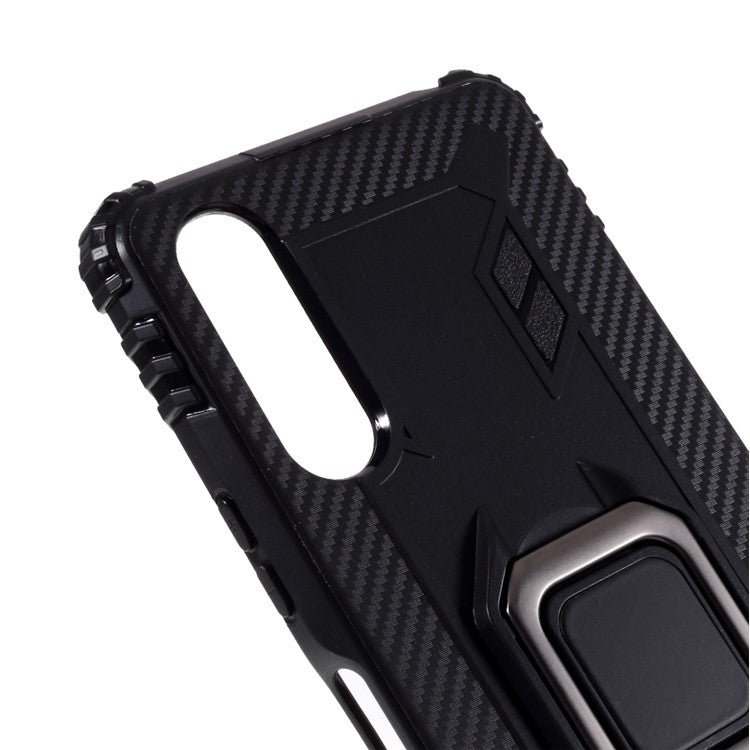 Finger Ring Kickstand Shell Shockproof TPU Cover for Sony Xperia 10 II - Black