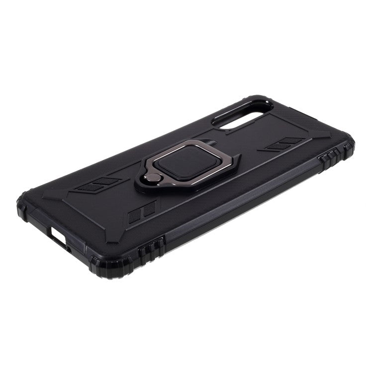 Finger Ring Kickstand Shell Shockproof TPU Cover for Sony Xperia 10 II - Black