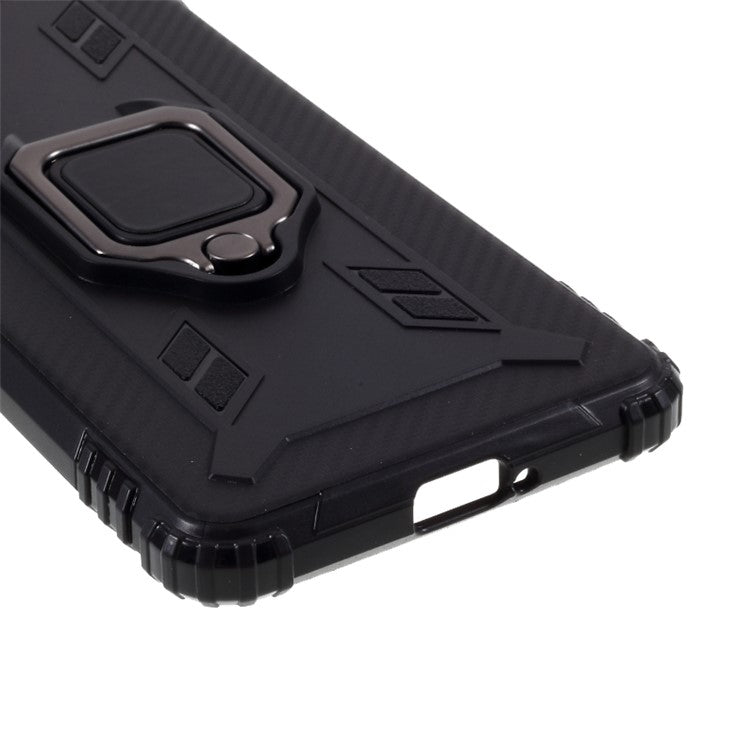 Finger Ring Kickstand Shell Shockproof TPU Cover for Sony Xperia 10 II - Black