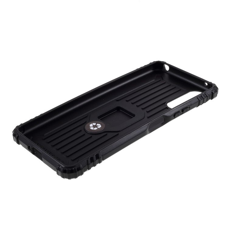 Finger Ring Kickstand Shell Shockproof TPU Cover for Sony Xperia 10 II - Black