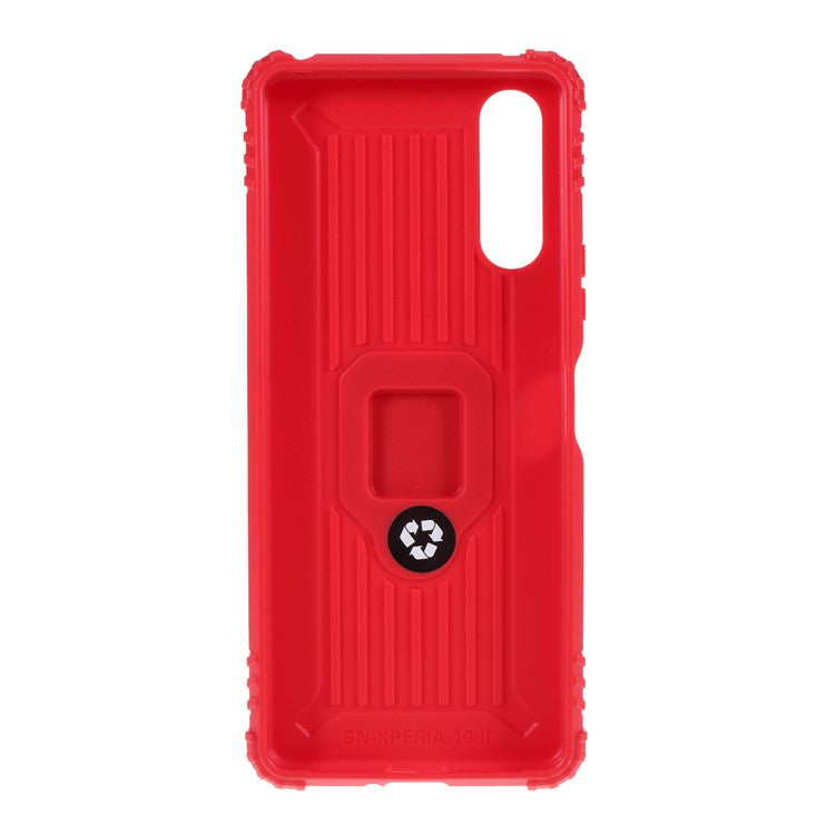 Finger Ring Kickstand Shell Shockproof TPU Cover for Sony Xperia 10 II - Red