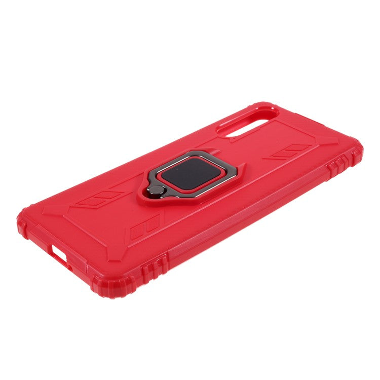 Finger Ring Kickstand Shell Shockproof TPU Cover for Sony Xperia 10 II - Red