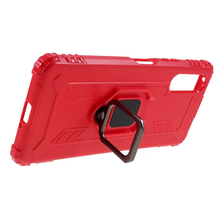 Finger Ring Kickstand Shell Shockproof TPU Cover for Sony Xperia 10 II - Red