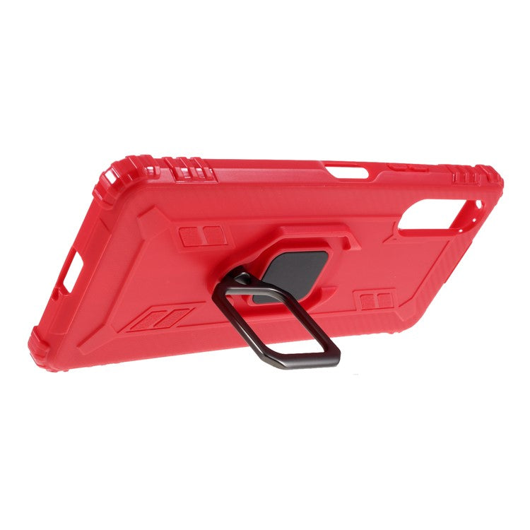 Finger Ring Kickstand Shell Shockproof TPU Cover for Sony Xperia 10 II - Red