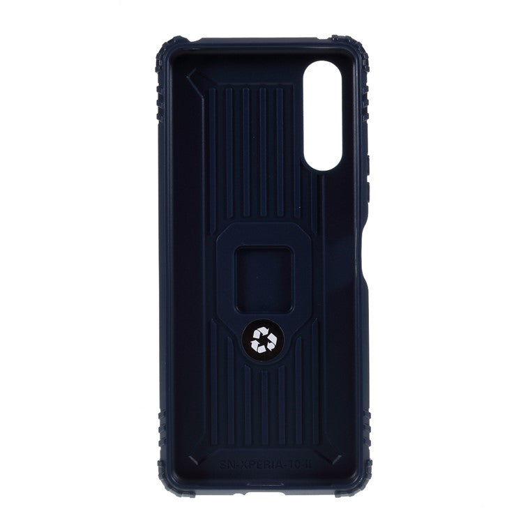Finger Ring Kickstand Shell Shockproof TPU Cover for Sony Xperia 10 II - Blue