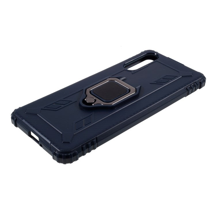 Finger Ring Kickstand Shell Shockproof TPU Cover for Sony Xperia 10 II - Blue
