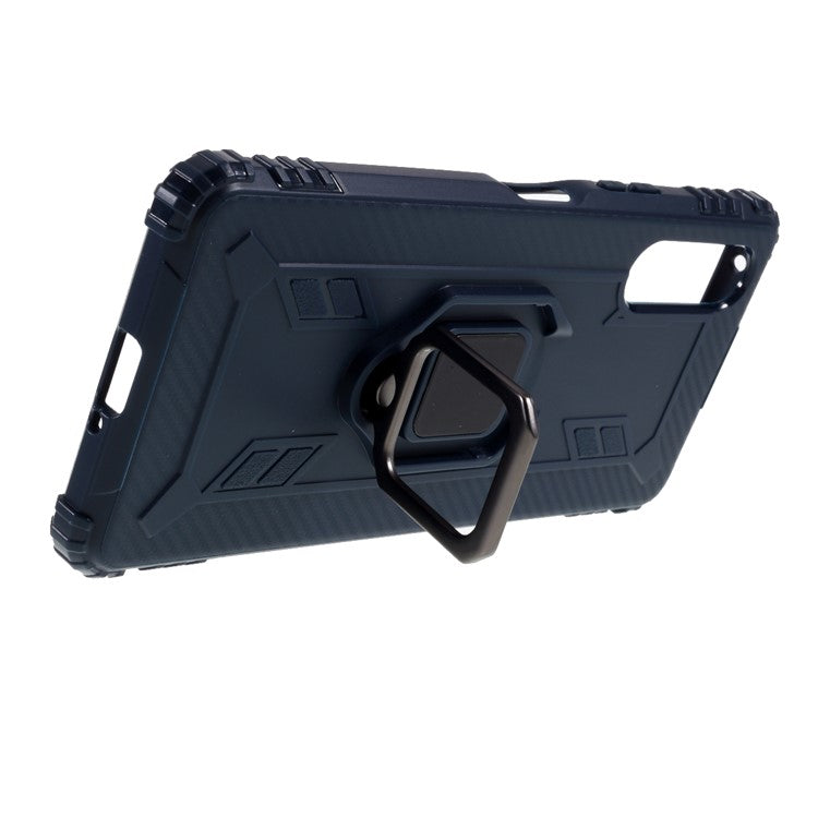 Finger Ring Kickstand Shell Shockproof TPU Cover for Sony Xperia 10 II - Blue