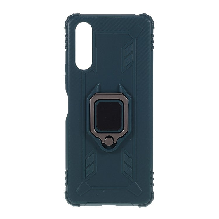 Finger Ring Kickstand Shell Shockproof TPU Cover for Sony Xperia 10 II - Green