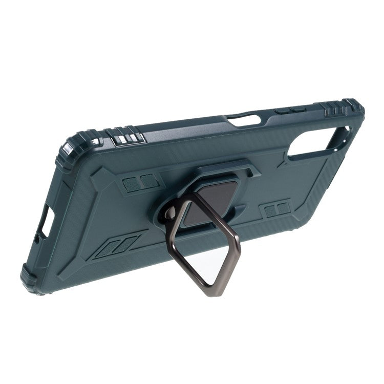 Finger Ring Kickstand Shell Shockproof TPU Cover for Sony Xperia 10 II - Green