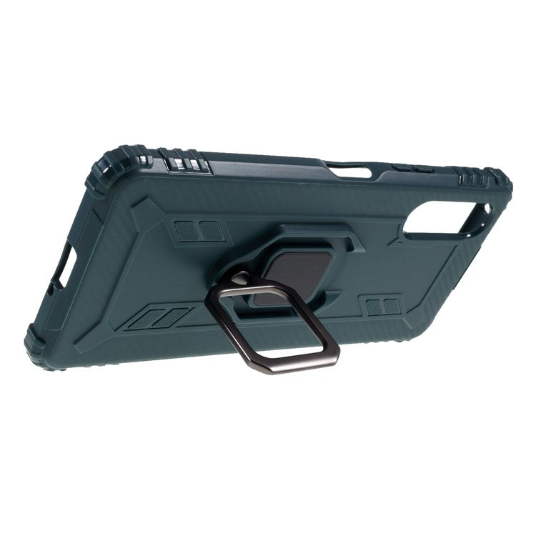 Finger Ring Kickstand Shell Shockproof TPU Cover for Sony Xperia 10 II - Green