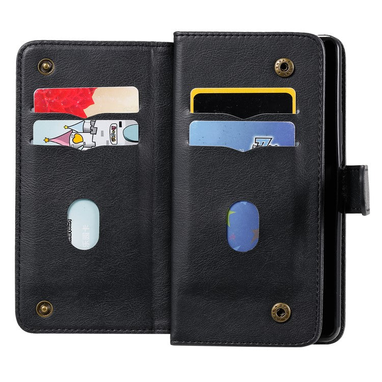 KT Multi-functional Series-1 10 Card Slots Leather Wallet Case for Sony Xperia 10 II - Black
