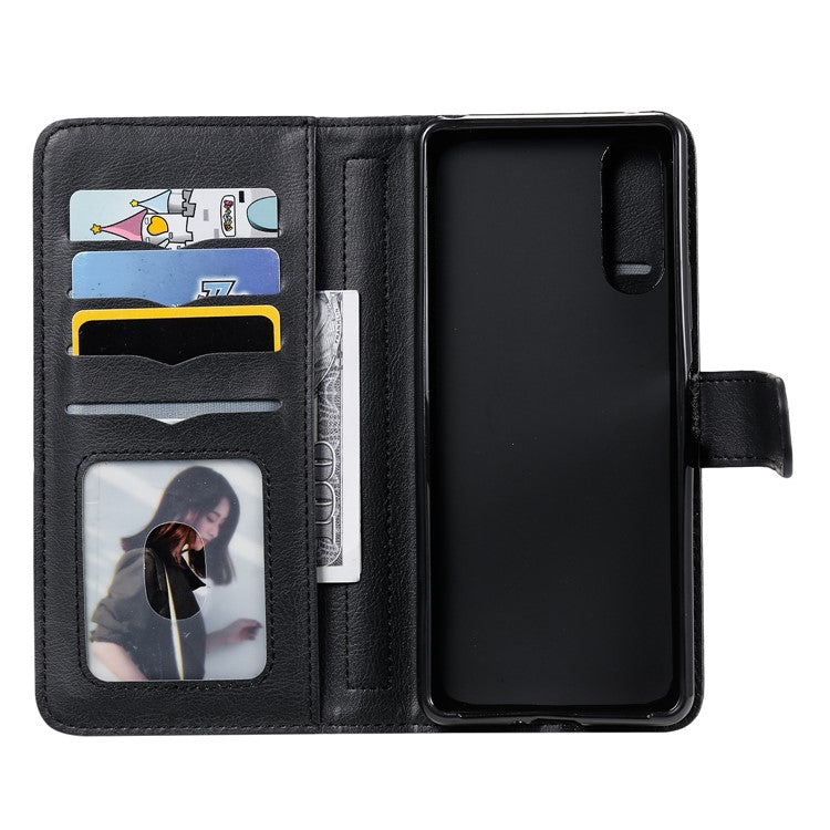 KT Multi-functional Series-1 10 Card Slots Leather Wallet Case for Sony Xperia 10 II - Black