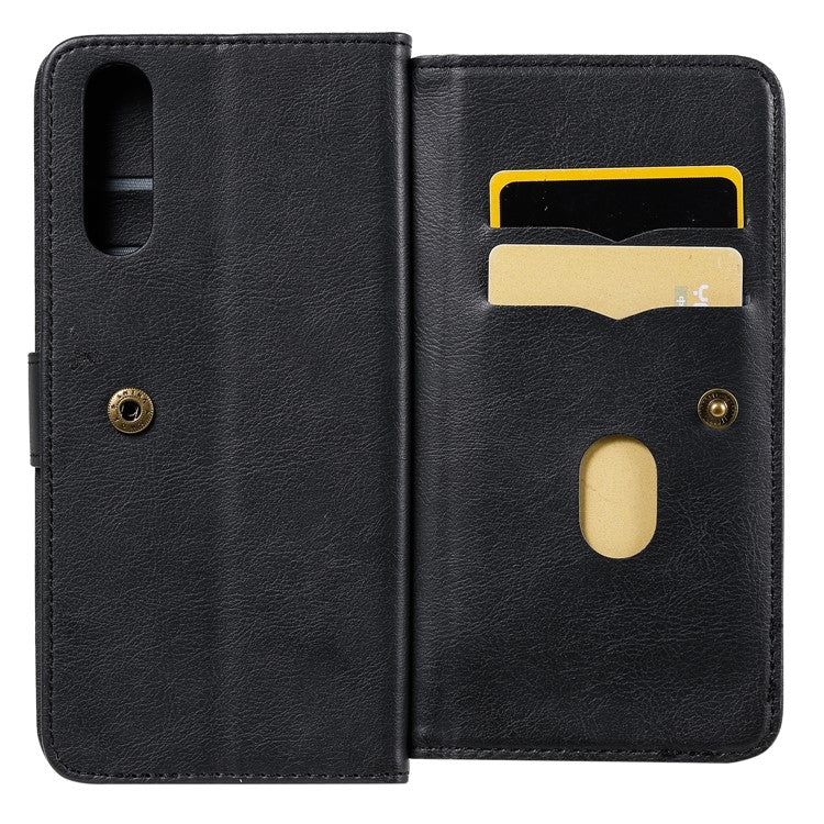 KT Multi-functional Series-1 10 Card Slots Leather Wallet Case for Sony Xperia 10 II - Black