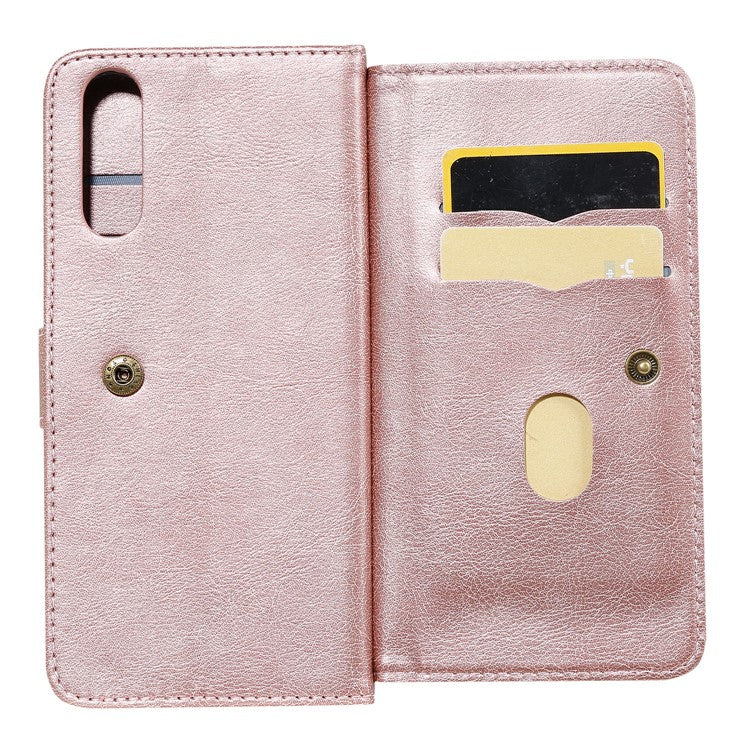 KT Multi-functional Series-1 10 Card Slots Leather Wallet Case for Sony Xperia 10 II - Rose Gold