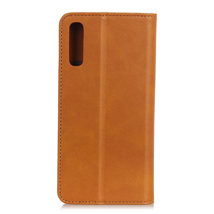 Auto-absorbed Split Leather Cover for Sony Xperia 5 II - Brown