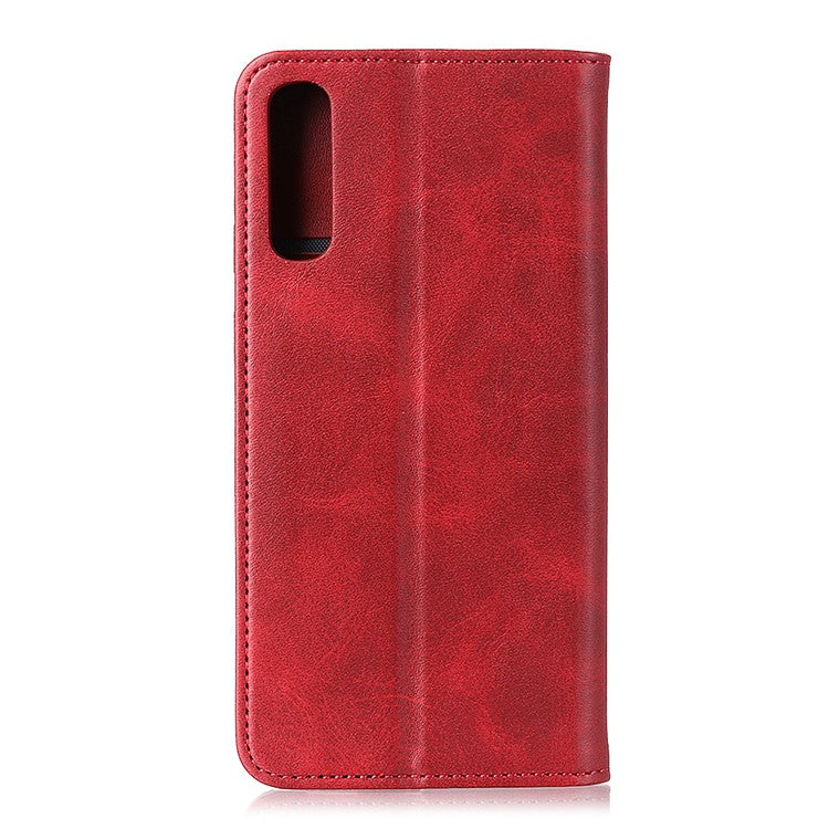 Auto-absorbed Split Leather Cover for Sony Xperia 5 II - Red