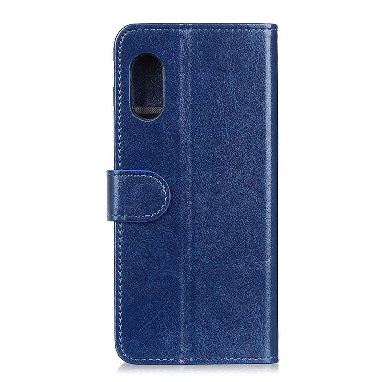 Crazy Horse Leather Wallet Stand Case for Sony Xperia 5 II - Blue