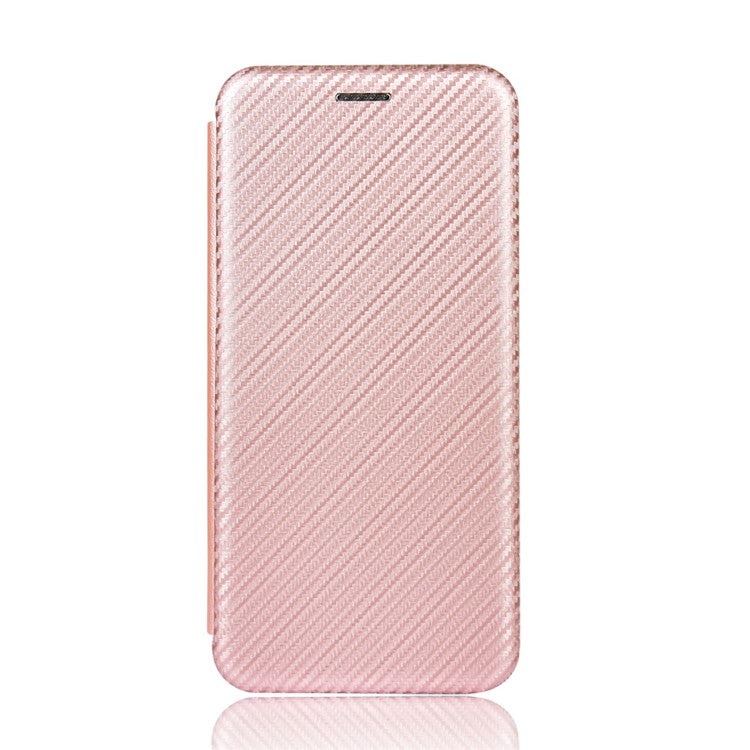 Carbon Fiber Auto-absorbed Leather Case with Card Slot for Sony Xperia 5 II - Rose Gold