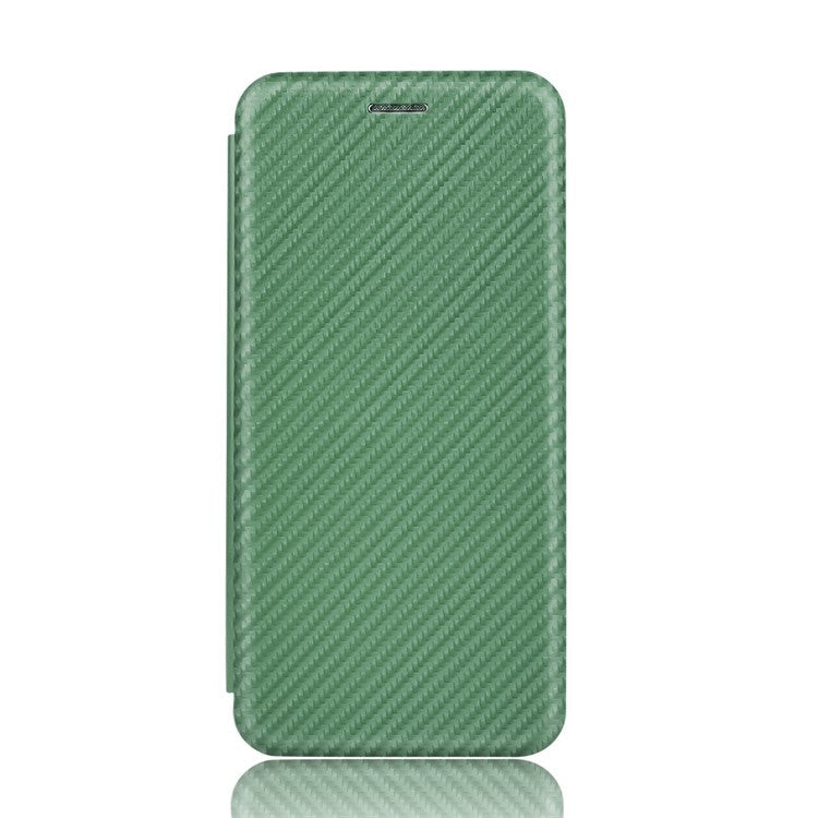 Carbon Fiber Auto-absorbed Leather Case with Card Slot for Sony Xperia 5 II - Green