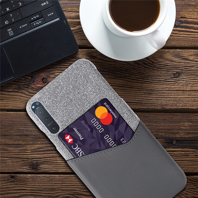 KSQ PC + Cloth + PU Leather Cover with Card Slot for Sony Xperia 5 II - Grey