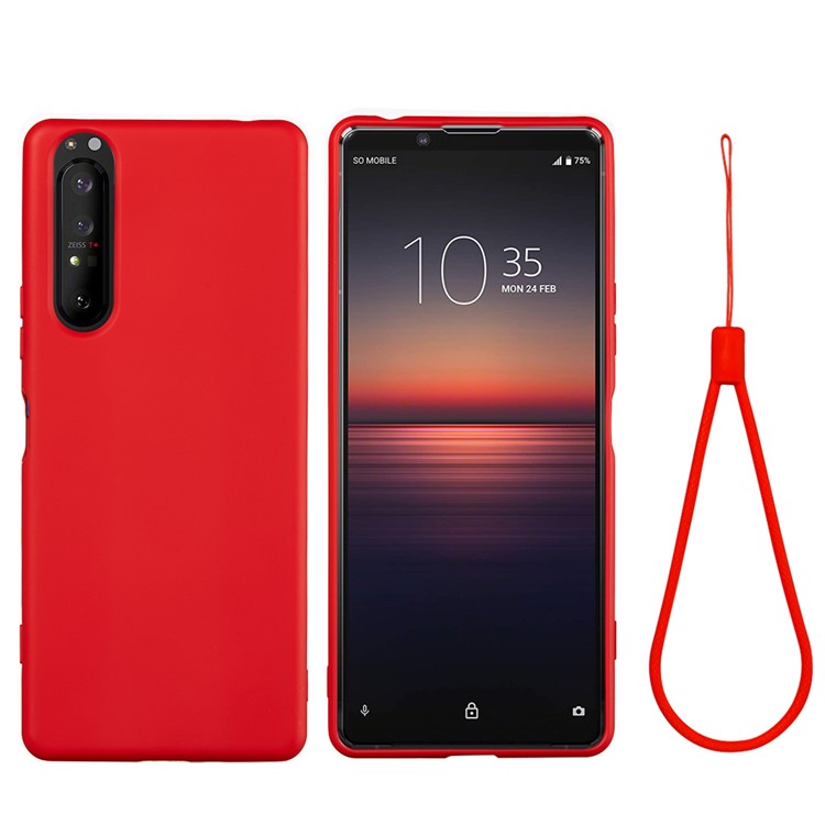 Liquid Silicone Phone Cover Case for Sony Xperia 1 II - Red