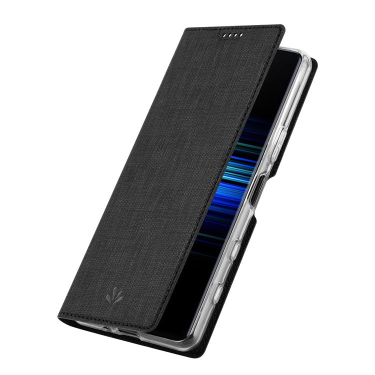 VILI DMX Cross Texture Card Slot Stand Leather Case for Sony Xperia 5 II - Black